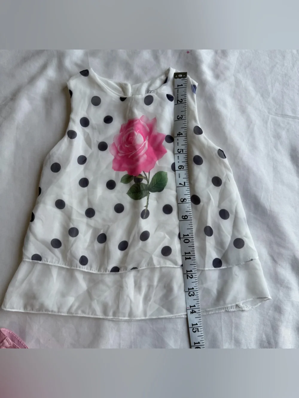 Pink Toddler Jeans and White Polka Dot Rose Tank Set